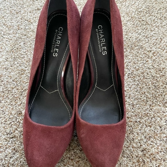 Charles by Charles David Formal Heels Size 9 Suede Maroon Heels Party Classy - Picture 6 of 8